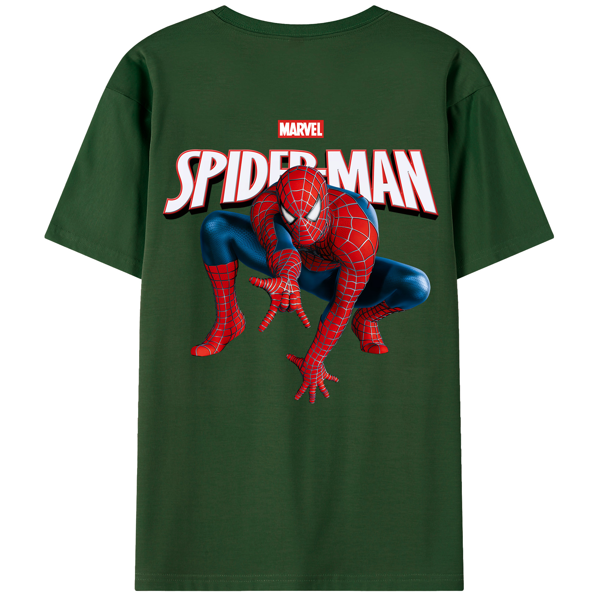 （画像用） Spider Man スパイダーマン 綿100％半袖Tシャツ（背面プリント）